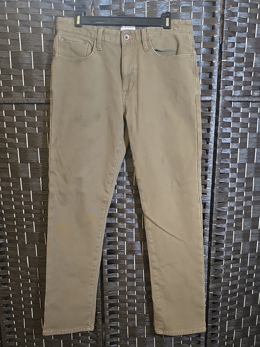 Weatherproof Vintage Men's Tan 5-Pocket Khaki Straight Leg Pants 34x34
